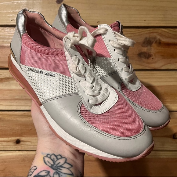 Michael Kors Pink and Silver Sneakers with Retro Design - Picture 1 of 2
